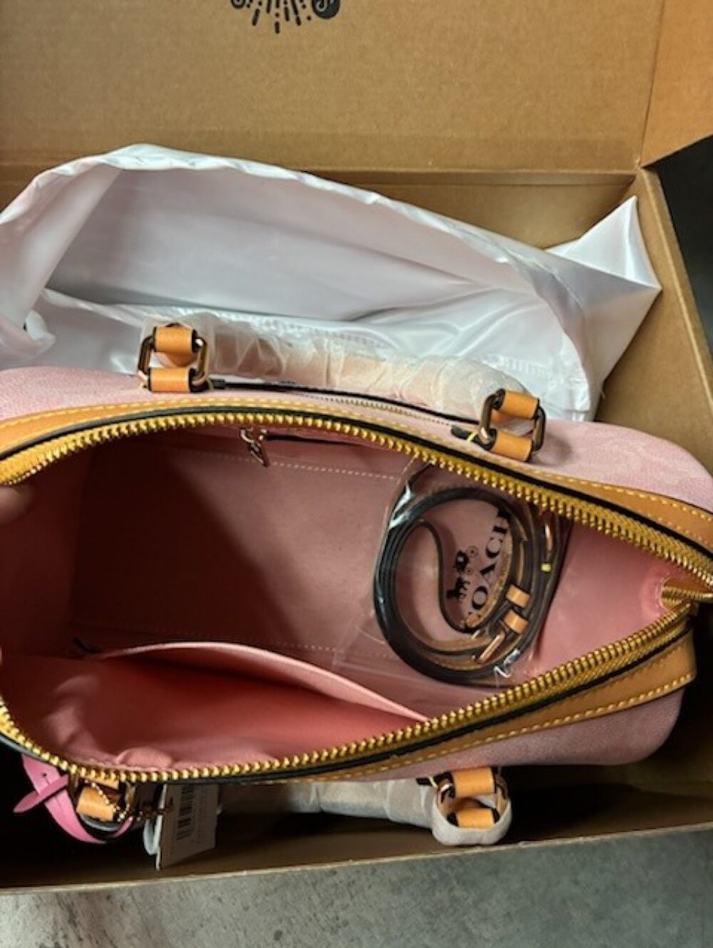 Coach Pink Leather Satchel with Floral Charm and Gold Hardware - Picture 5 of 10